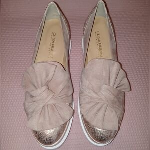 Olga Rubini Blush Pink Rose Women's Platform Loafers.